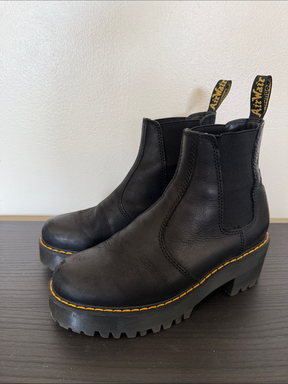 Dr. Martens Rometty Chelsea Boots featuring Wyoming Leather & Yellow Stitching